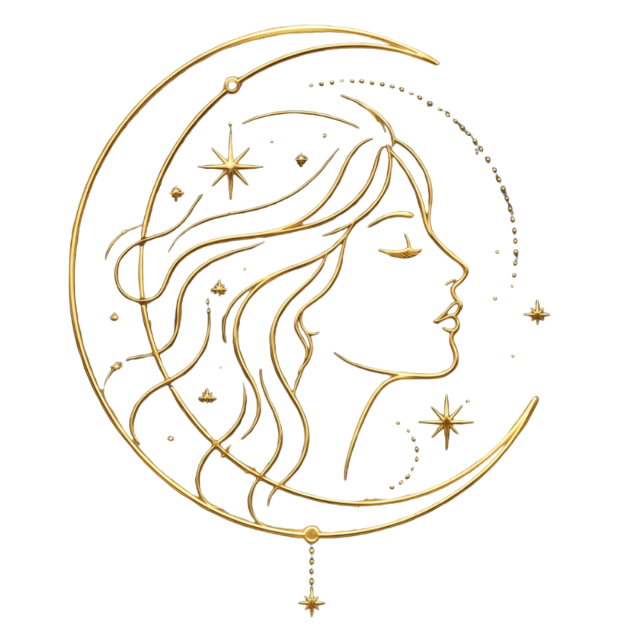 Ilustração: mulher e lua crescente